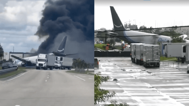 avião sai da pista em Miami